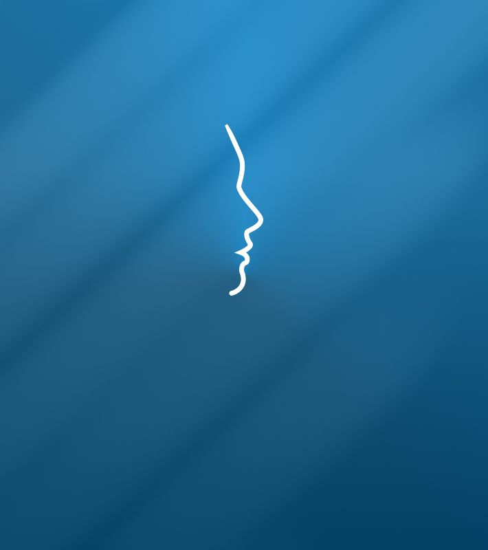 Minimalistic outline of a face on blue background
