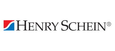 Henry Schein logo with red and blue elements